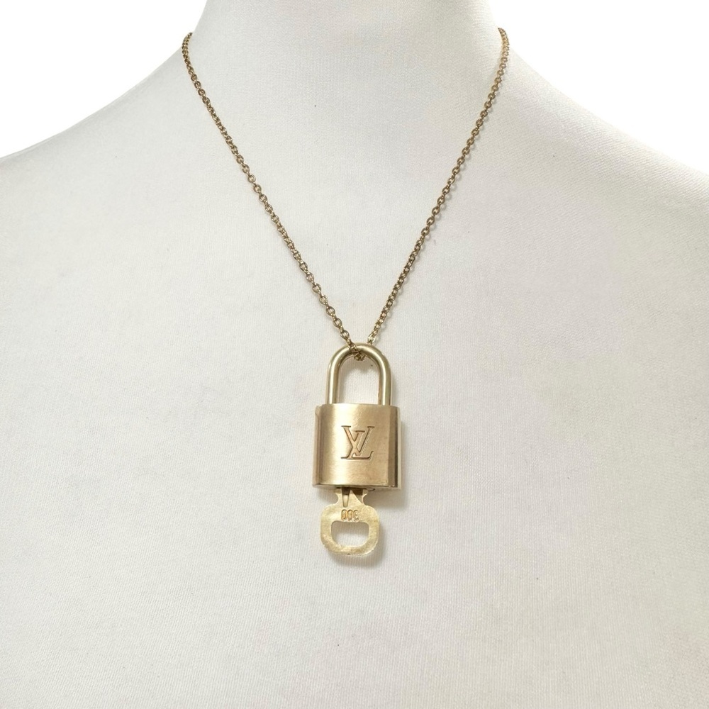 Authentic Louis Vuitton #344 Lock & Key Set on a 18K Gold Plated Chain Necklace